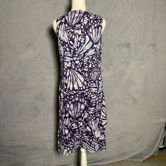 Chico's Size 0 (Small) Purple Butterfly Asymmetrical Hem Tunic Dress Boho - Picture 2 of 8